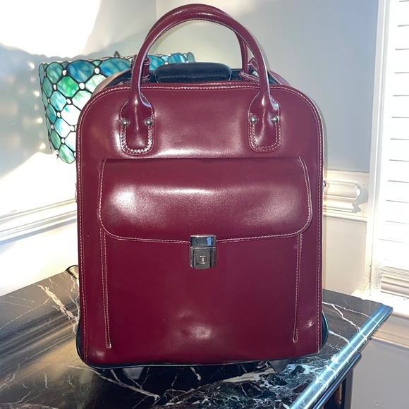 McKlein Accessories - McKlein convertible leather rolling laptop bag